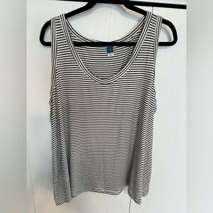 Old Navy Luxe XL Black and White Striped V Neck Tank Top